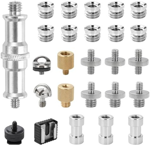 UTEBIT Camera Screw 1/4 to 3/8 Adapter Thread Adapter Set,26Pcs Camera Spigot Convert Mounting Screws Tripod Screw Compatible for Magic Arm Crab Clamp Ball Head Monopod Light Stand