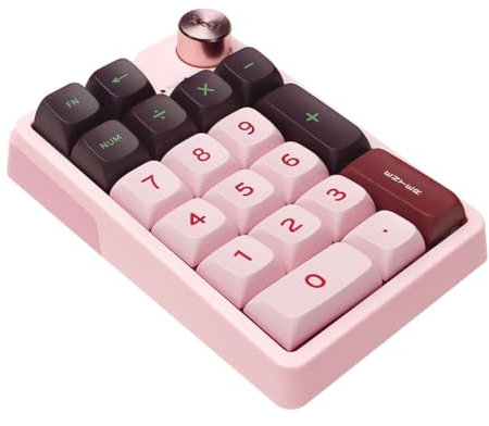 ELMWAY KZZI K20 Wireless Mechanical Number Pad – Rechargeable Numeric Keypad with BT3.0/2.4G/USB-C, RGB Backlighting, Aluminum Knob, Hot-Swappable - Pink Purple