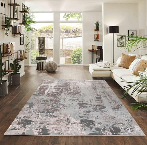 Styrus Modern Living Room Rug - Abstract Area Rugs Pink 160x230 cm