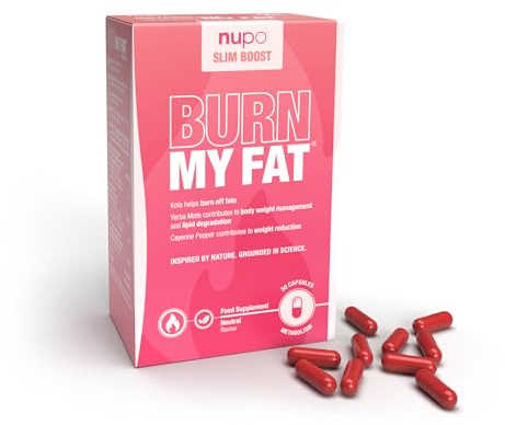 NUPO Slim Boost Burn My Fat - Stoffwechsel Unterstützung Kapseln - Yerba Mate, Kolanuss & Cayennepfeffer - 30 Vegane Kapseln