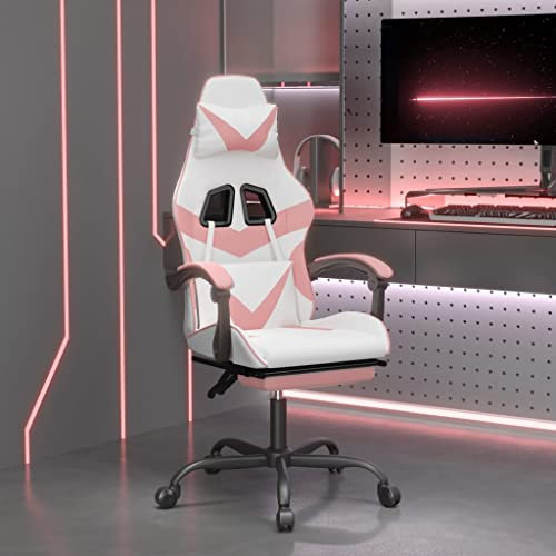 ShGaxin Chaise de Gaming Pivotant Repose-pieds Blanc et Rose Similicuir,Chaises de Gaming,Chaise de Gaming Économique,Chaise de Gaming Professionnel-349564