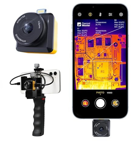 Wärmebildkamera für Phones T2S Pro Infrarotkamera 8 mm Verstellbares Objektiv und Taktischer Griff Thermografie mit HD Super Auflösung 512x384 für PCB-Inspektion 15x Zoom