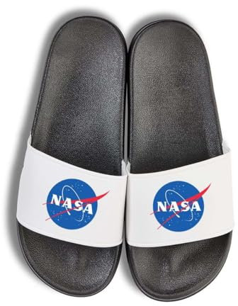 NIMAMA Nasa Badelatschen Flip Flops Badeschuhe Unisex für Damen und Herren - Schwarz/Weiß - 42/43