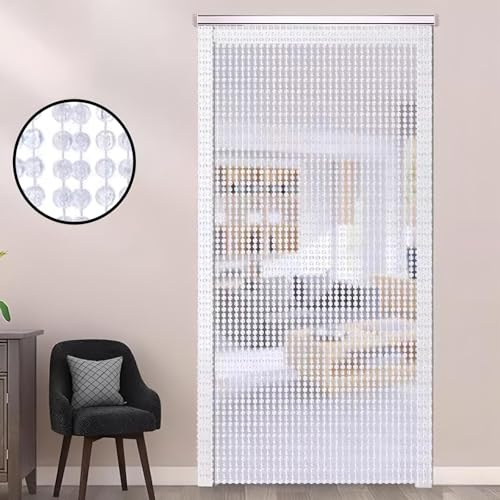 Eiauiuo Perlen Türvorhang Perlenvorhang Acryl Perlen und Metall Schiene Innen Fadenvorhang für Wohnzimmer Schlafzimmer Balkon Esszimmer Teiler Deko Hängender Perlenvorhang(80x200cm(100 Stränge))