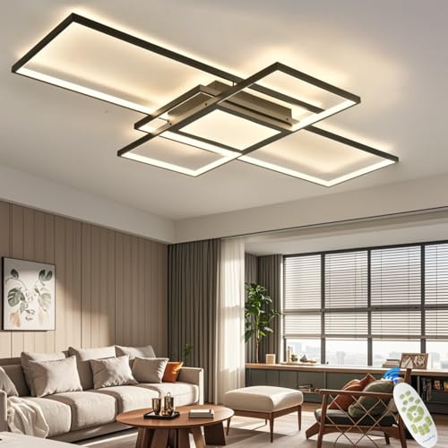 ANZHUANG Deckenlampe Wohnzimmer Led Deckenleuchte Dimmbar decken lampen Modern Multifunktional Wohnzimmerlampe Deckenbeleuchtung für Schlafzimmer.Schwarz（110x70x9cm）