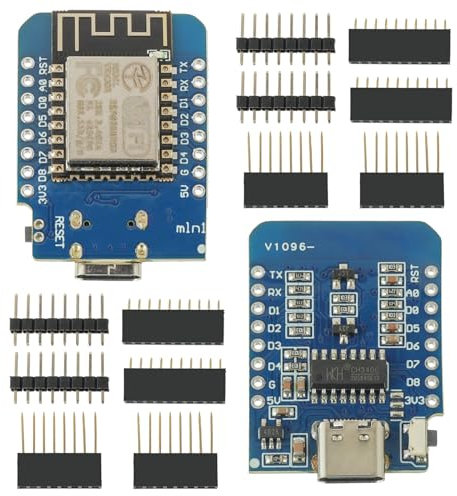EPLZON 2 Stück ESP8266 Mini Entwicklungsboard ESP8266-12F Basiertes Wireless NodeMcu Lua WiFi Modul Type-C Stecker Kompatibel mit Arduino