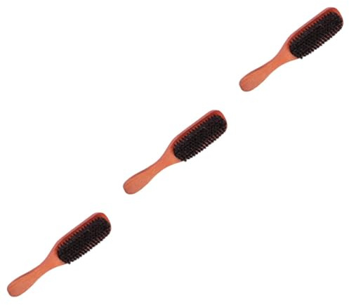 IWOWHERO 3 Piezas Peine De Cerdas Peines Removedor De Color De Cabello Cepillo Para Desenredar El Cabello Con Ventilación Cepillo De Champú Masajeador De Cuero Cabelludo De Madera Black