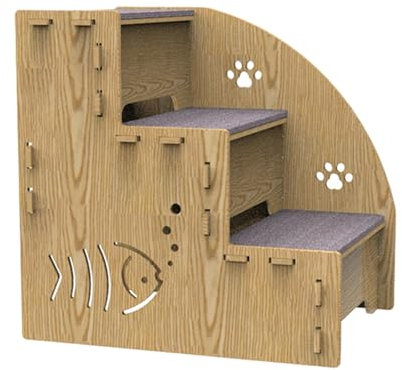 Gradini Per Animali Domestici Per Cani Di Piccola Taglia - Scale Per Animali Domestici In Legno A 3 Gradini Per Cani | Scale Per Cani Per Letti Alti | Rampa Da Interni Per Cani Bilanciata
