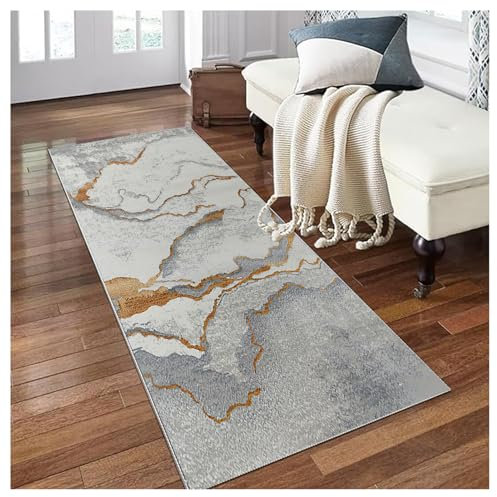 ‌Teppich Läufer Flur Küche rutschfest Grau Modern 100x180cm Waschbar Meterware Flurteppich Lang Küchenteppich für Schlafzimmer Wohnzimmer Korridor Anpassbar Teppichläufer Polyester Schmutzfangmatte‌