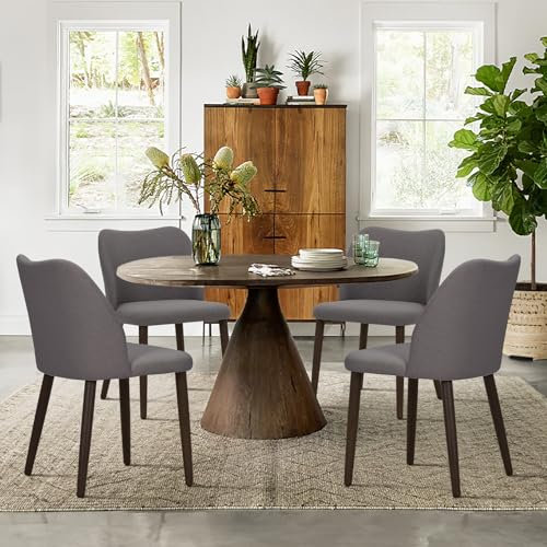 COLAMY Gepolsterte Esszimmerstühle 4er Set, Moderne Küchenstühle mit gepolsterter Sitzfläche und Holzbeinen für Restaurant/Café, Hellgrau
