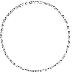 Breil, Collezione Cubic, Collana da Uomo in Acciaio, Catena Squadrata con Finish Lucido e Texture Diagonale, Chiusura a Moschettone, Lunghezza Regolabile