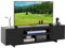 CASART TV Stand Cabinet for 70 Inch TVs, Wooden TV Unit with Charging Station, 2 Storage Cabinets & Open Shelves, Large Media Cabinet TV Console Table for Living Room Bedroom (Black)