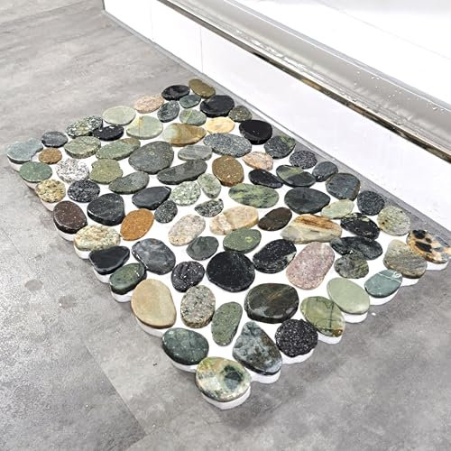 ©AraToka Stein-Duschmatte 50x30 cm – Handgefertigt mit echten Natursteinen, rutschfeste & Flexible Wellness-Badematte, wasserableitend & pflegeleicht