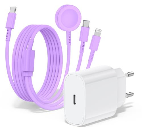 QZIIW Chargeur pour Apple Watch, chargeur rapide magnétique 20w pour Apple iWatch, câble original 3 en 1 multi-charge (2M) compatible avec les séries de montres Ultra 2/SE/10/9/8/7/6/5,iPhone 16/15/14