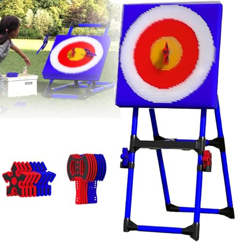 2-in-1 Axe Throw & Lawn Dart Combo, Axe Throwing Game Set, Axe Throwing Game for Fun Sports Activity, with 8 Axes & 8 Darts Outdoor Garden Party Games for Backyard