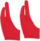 HAMPPLIES 2pcs Two Finger Fouling Gloves for Artists Red Curved Sketching Gloves for Drawing Tablets Painting and Sketching Breathable Spandex Material