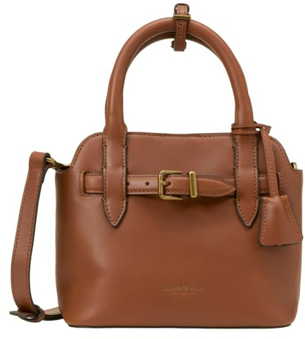 Marc O'Polo Leder Handtasche Umhängetasche Gia Crossbody Bag Dark Cognac braun