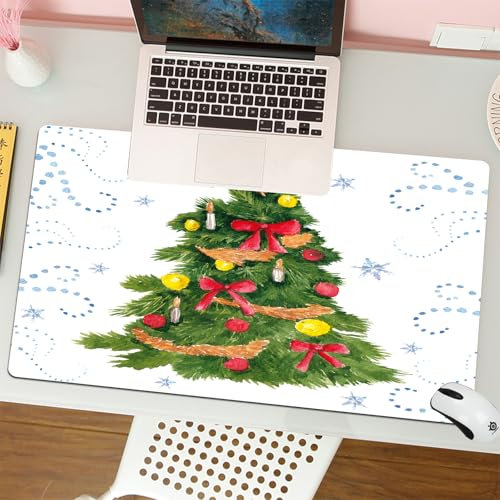 MESHIZIY Mauspad (400 × 750 MM) Verlängertes großes Mauspad Schreibtischauflage, rutschfeste Gummibasis, Gaming-Mauspad XLAquarell-Illustration mit Weihnachtsbaum und Spielzeug Hand zeichnen Elemen