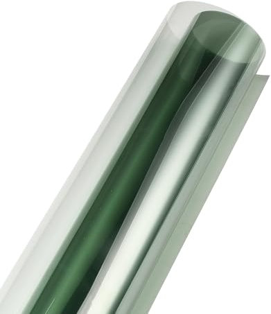 JSCARLIFE Car Window Tint Film, Solar Film Protection Scratch Resistant 73.8% VLT Reduce Heat & Glare Adhesive Anti UV Heat Control Tint Solar Film for Windshield Side Window (Green, 50X300CM)