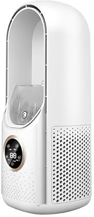 bladeless fan and air purifier - New & Improved 2025 Version (White,29.5cmX12.5cm)