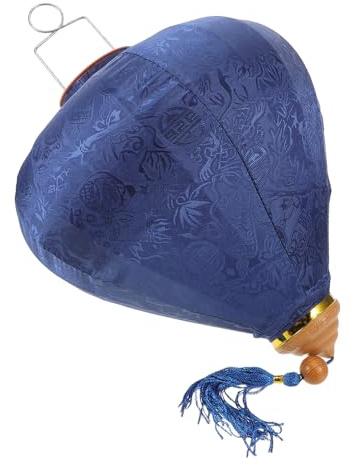 HAMPPLIES Vietnamesische Laterne im Vintage Stil Handgefertigte Diamantförmige Seidenlaterne aus Satin und Stahl Elegante Blaue Dekoration für Hochzeit und Frühlingsfest
