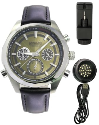 ARTSTATE Solar Funk Quarz Herren Uhr Analog mit Leder Armband mit LED Schnellladelampe