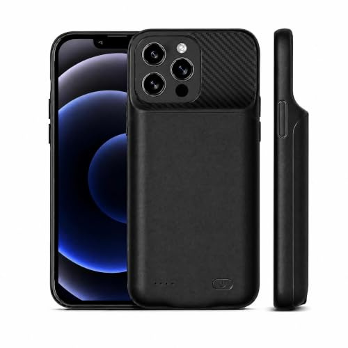 FLSTOR 13800mAh Battery Case for iPhone 12 & iPhone 12 Pro 6.1 inch Black | 13800mAh High Capacicty, Rechargeable Charging Case, with Screen Protector, Full Protection and Portable