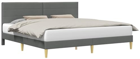 vidaXL Bettrahmen mit Kopfteil Dunkelgrau 180 x 200 cm Stoff, Eleganter rechteckiger Bettgestell, modernes Schlafmöbel, stilvolles Schlafzimmer, langlebiges Design