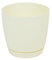 Pot de fleur Toscana en plastique rond 11 cm avec soucoupe, en creme