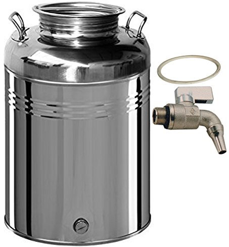Bidon à huile inox 18/10 BelVivre 30 l fabriqué en Italie avec robinet et joint