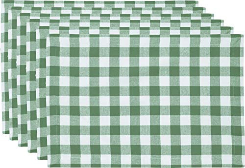 REDBEST Tischset, Platzset, Untersetzer 6er- Pack Landhaus karo Nashville grün Größe 30x45 cm - strapazierstark, langlebig, glattes Gewebe, mit Kuvertsaum (weitere Farben)