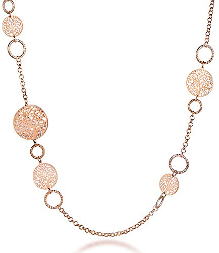 Ouran Long collier pour les femmes, collier de chaîne de l'arbre de vie pour les filles Collier en or rose et argent avec collier en cristal CZ, Cuivre Métal, Cristal, Cuivre Métal, Cristal