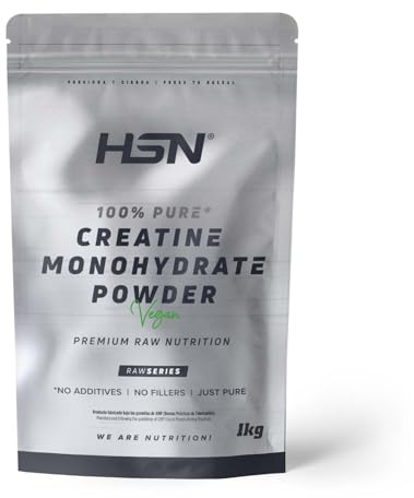HSN Creatina Monohidrato en Polvo Sin Sabor 1Kg | 100% Monohidrato de Creatina Micronizada | No Incluye Dosificador | Sin Añadidos y Libre de Contaminantes | No-GMO, Vegano, Sin Gluten
