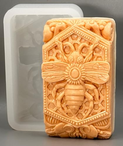 ARTCRAFTMOLDS Honey Bee - Molde de silicona para hacer jabón y otras manualidades, peine de miel, abeja reina