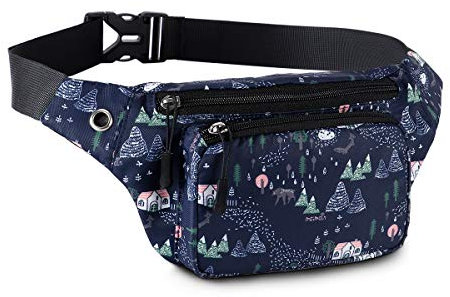 HAWEE Banane de Voyage Ceinture de Course Unisexe Léger Multicolore avec Ceinture Réglable et Prise Casque pour Homme Femme Sport Randonnée Jogging Vélo