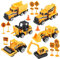 Sunarrive Construction Vehicles Toys - Mini Digger Cake Toppers - Dumper Bulldozer Dump Truck - Small Toy Car Set for Kids Age 3+, Children Boys Girls - Gifts Presents