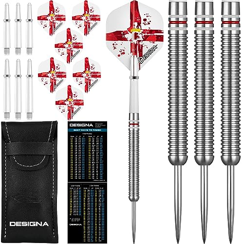 Designa D0732 Patriot | 24g Premium 90% Tungsten Straight Barrel National Flag Darts, Northern Ireland, Silver