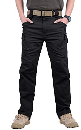 MAGCOMSEN Herren Draussen Dauerhaft Multi Taschen Entspannt-Fit Taktisch Cargohosen Arbeitshose, Schwarz, 40