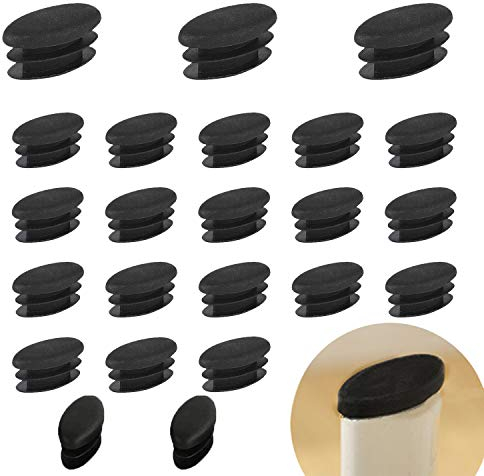 Zaky 20 pièces Pied de Chaise de Table Insertion de Tube de Tube Ovale en Plastique Le Capuchon Ovale pour Fixer Les Trous de Jambe de Meuble (20 x 40 mm) Noir
