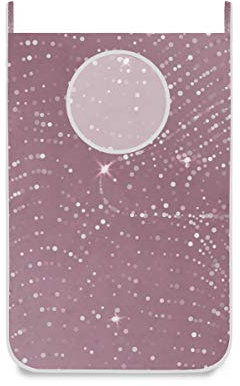 Mnsruu Large Hanging Laundry Hamper Bag for Bedroom Nursery Dorm Door Closet,Pink Rose Gold Glitter Laundry Bag Foldable Storage Toys Laundry Bins