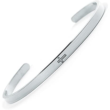 BERGERLIN Bettelarmband – Kreuz Armband aus Edelstahl in Silber