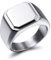 MeMeDIY Personalisierte Gravur Monogramm-Buchstaben-Signet-Ring für Männer Frauen Mädchen Jungen Edelstahl-Hochzeitsringen Benutzerdefiniert Schmuck Bündel mit Ringgrößeneinstellern (Silber)