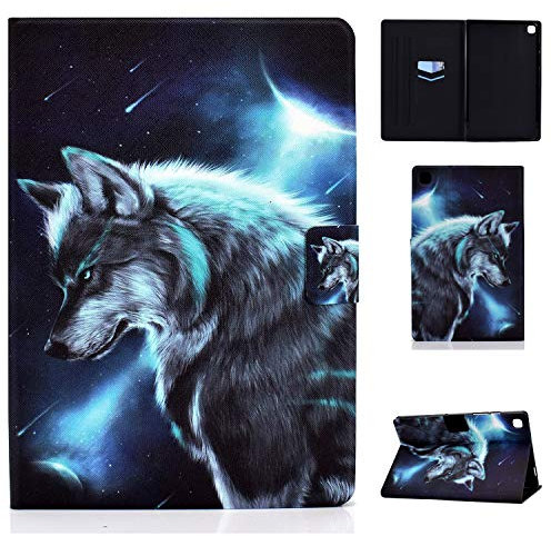 Aswant Hülle für Samsung Tab A7，Galaxy Tab A7 PU Leder Schutzhülle Brieftasche Flip Case Auto Schlaf/Wach Function Tablet Hülle für Samsung Galaxy Tab A 10.4 Zoll 2020 SM-T500/SM-T505 Wolf
