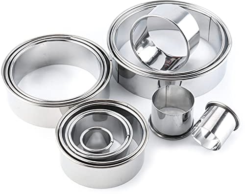 Cake Piping Nozzles Stainless Steel Ring Cake Mold 11 Pieces Round Mousse Biscuit Biscuit Mini Chewing Gum Dough Cake Ring DIY Wedding Cake Tool
