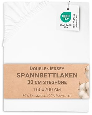 ZOLLNER Spannbettlaken in 160x200 cm - mit eingearbeitetem Gummibund - Mischgewebe - waschbar bis 95°C - Hotelqualität - Oeko Tex® Zertifiziert
