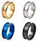 PandaHall 4 Stück Edelstahl-Inlay-Ring-Kern, 4 Farben, 21 x 8 mm, runde gerillte Fingerringe für Inlay-Ring, Schmuckherstellung für Männer und Frauen