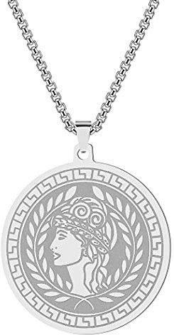 Chereda Halskette mit Anhänger Athena, die Göttin der Weisheit, für Damen, Mythologie, griechischer Schmuck, Hochzeitsgeschenk, Edelstahl