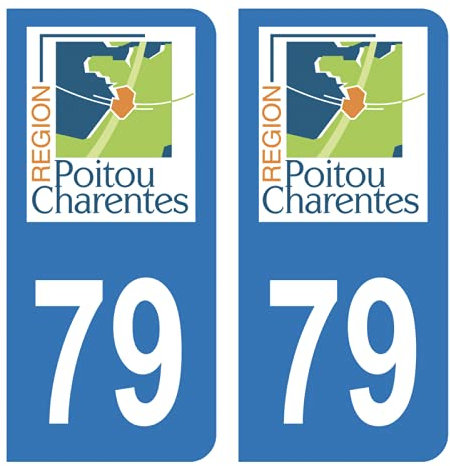 Hadexia Aufkleber für Nummernschild, Auto, Departement 79, 2 alte Lippen, Region Poitou Charentes