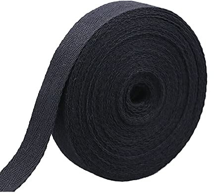 Baumwoll Schrägband,45 Meter Leinen Einfassband Baumwolle Nahtband,Natur Gurtband köperband mit Fischgrätenstich für Heimwerker, Handwerk, Nähen, Stricken,Geschenkverpackungen,Schwarz 2cm