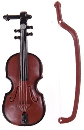 Bemvp Mini Figuren Violin Puppenhaus Handwerk Instrument Miniaturen DIY Holz Violine Fallständer 1/12 Puppen Hausdekor